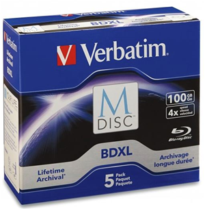 Verbatim Blu-Ray BDXL 100GB MDISC 4x Archiving 5 Pack