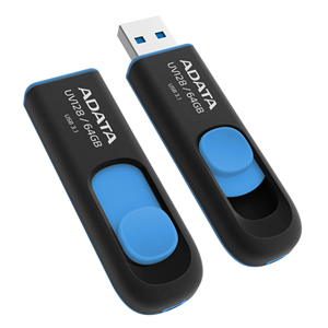 ADATA UV128 Dashdrive Retractable USB 3.0 64GB Blue/Black Flash Drive