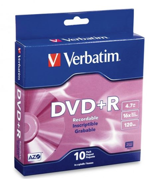 Verbatim DVD+R 4.7GB 16x 10 Pack on Spindle