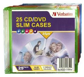 Verbatim CD/DVD 25 Pack Coloured Slim Cases