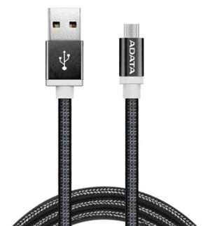 ADATA USB Type A to Micro USB Braided Connection Cable - 1m Black