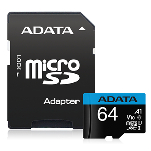 ADATA Premier microSDXC UHS-I A1 V10 Card with Adapter 64GB