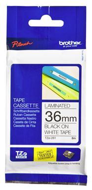 Brother TZe-261 36mm x 8m Black on White Tape from Dove Electronics