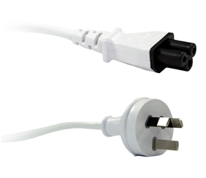 3 Pin Power (M) to C5 Clover (M) White 2m Power Cable